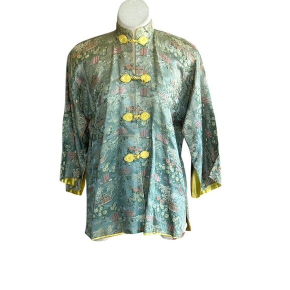 Vintage 40’s  Lai Fong Honolulu Chinese Green Brocade Jacket - Picture 1 of 11